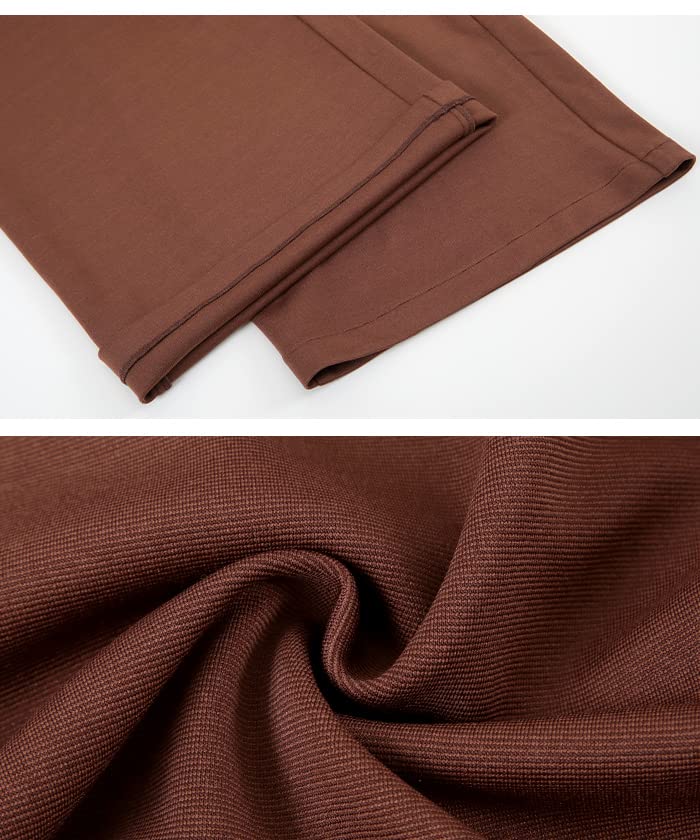 Seedless DBXM0451 Pants with Elastic Brown Women's Maxi-Length Wide-Leg Back,