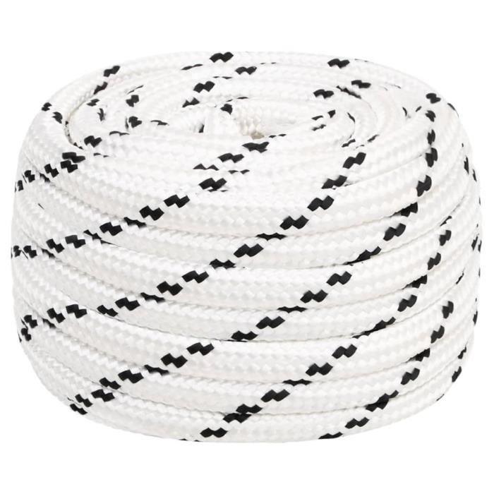 152783 vidaXL Corde de bateau tressé Blanc 16 mmx25 m Polyester