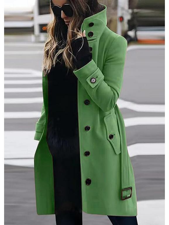 Cappotto di lana da donna taglie forti Autunno/Inverno 2024 a bottoni multipli, monopetto, con colletto a bottone