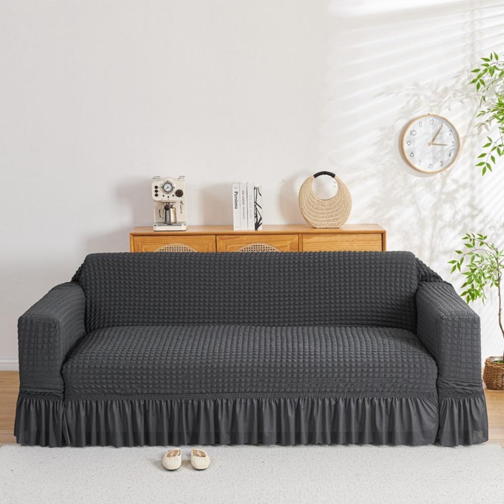 

Lace Ruffle Slipcover Elastic Sofa Cover Full Protection Slip Resistant Voile single S (90-140CM)