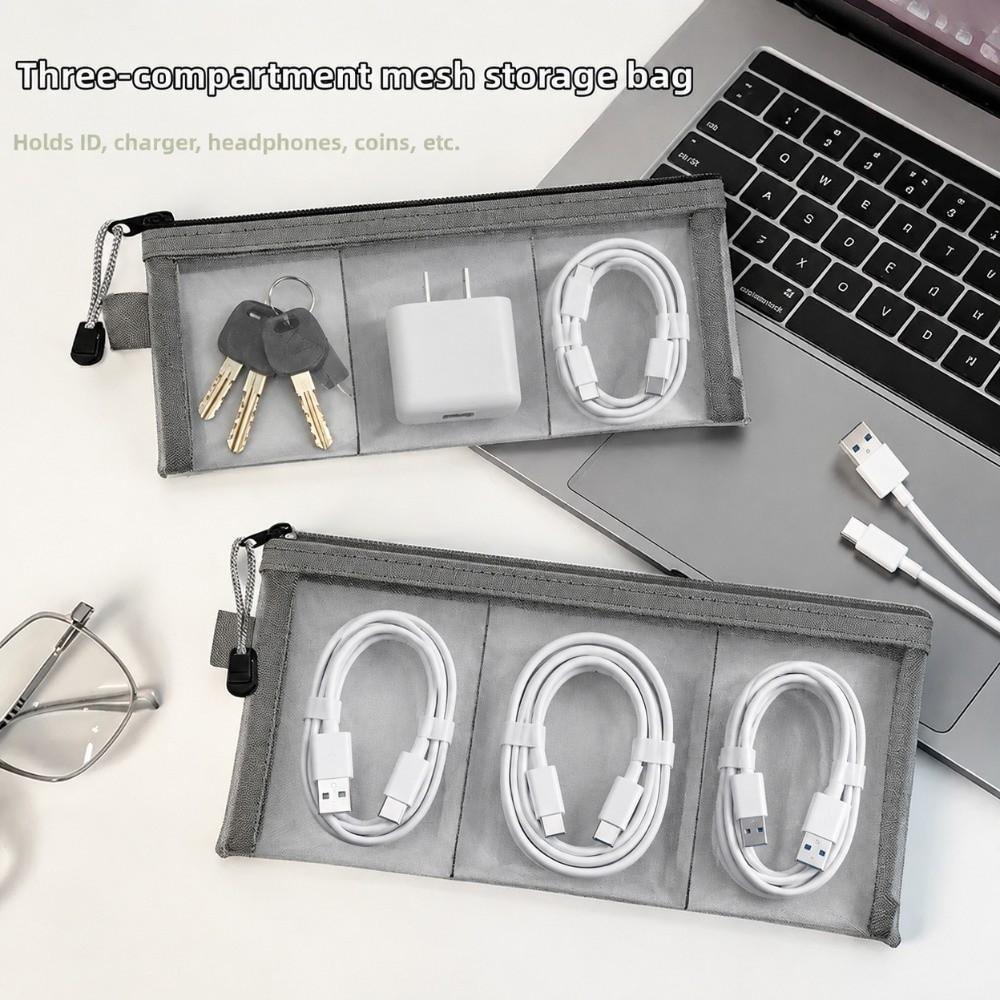 Mesh Fabric Electronics Organizer Pouch See Through Mesh Zipper Pouch Travel Organization