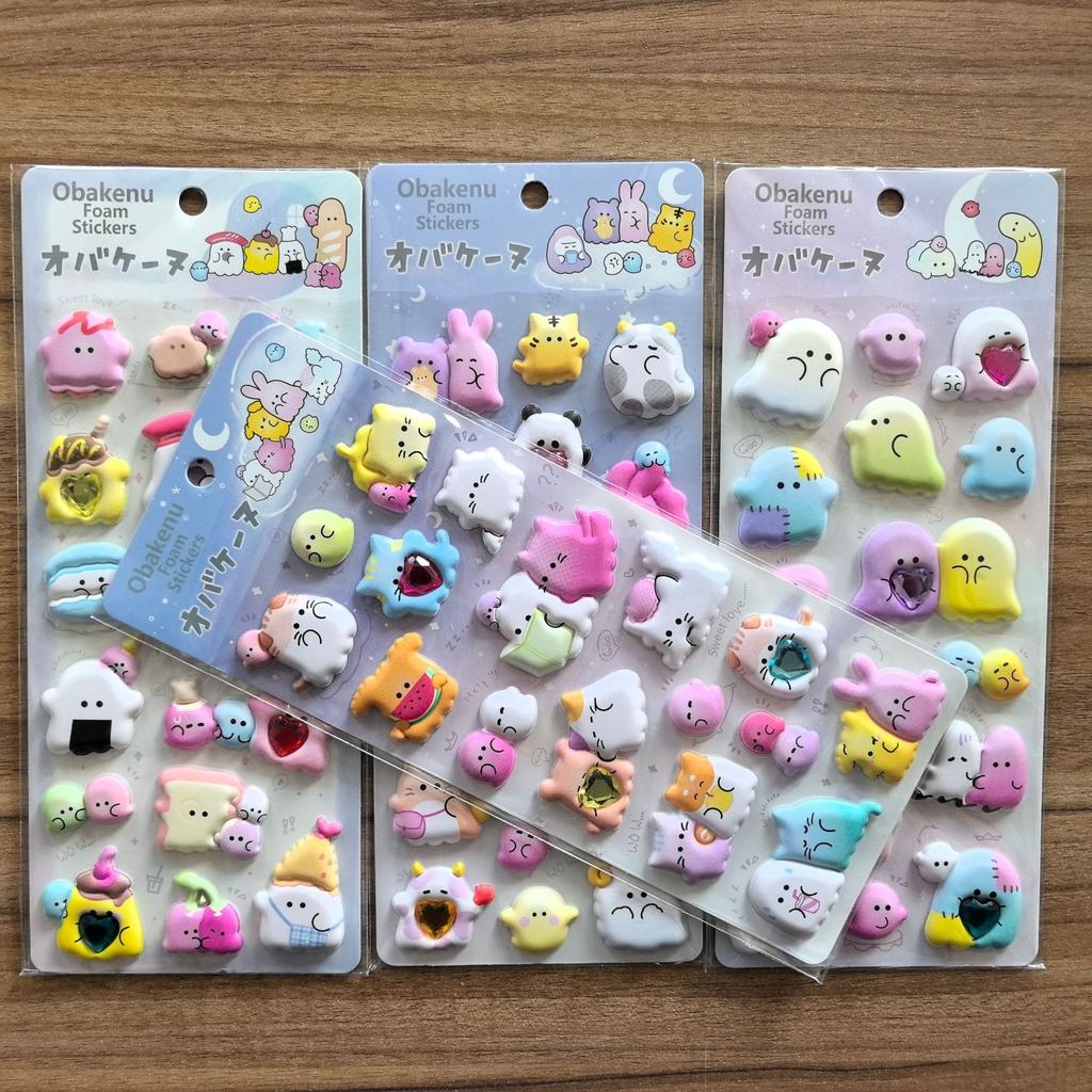 4 styles Adorable Plushy 3D Bubble EVA Stickers with Diamonds -Ghost Animal Kids' Reusable AdhesiveStickersRandomly send 1 item