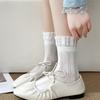 Spring and Summer Plain-colored Lace Open-weave Lightweight Cotton Socks, Versatile Mesh Boneless Mid-calf Socks