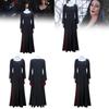 Wednesday Addams Cosplay Costume For Halloween Stage Performance With Elastane For Adults