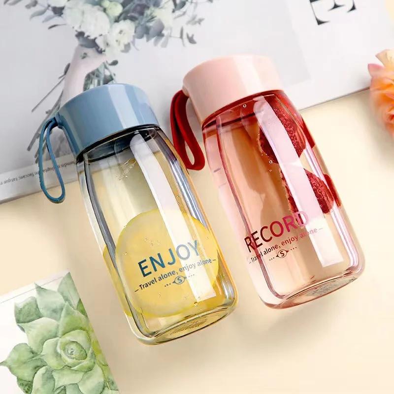 380ml Plastic Water Bottle Portable Cup Transparent Bottle Outdoor Sports Water Cup Student Portable Cup
