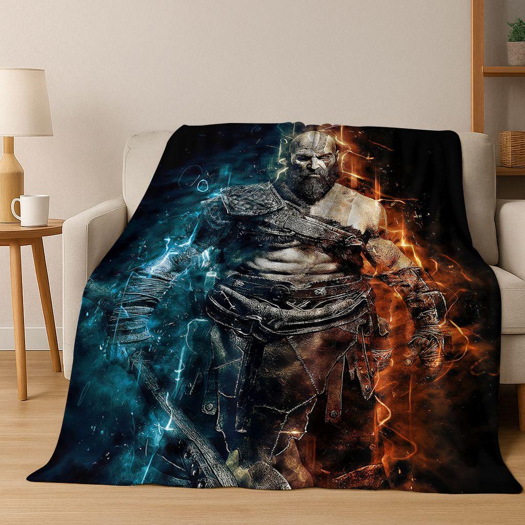 3A Classics God of War Kratos Game Gamer Flannel Blanket,Warm and Cozy Soft Throw Blanket for Home Bedroom Bed Sofa Kid Gift