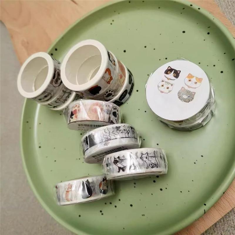 ABBY-Cat Washi Tape Set 15 Mm Wide Washi Tape Wide16ft Long/Roll Cute Washi Tape Scrapbook Supplies, Journaling Supplies