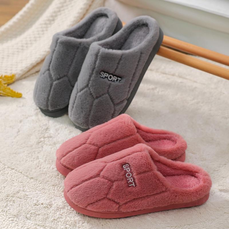 Autumn indoor home couple wool slippers warm shoes confinement non-slip velvet men's cotton slippers women
