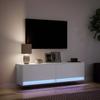 Ścienna Szafka Tv Z Led, Biała, 140X31X38 Cm