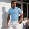 European and American Summer Men's Fashion Lapel Casual Loose Solid Color Short Sleeves