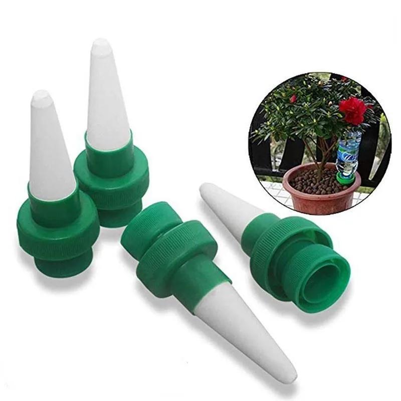4Pcs Ceramic Self Watering Spikes Automatic Plant Drip Irrigation Water Stake for Garden Vegetable System Tools. Green