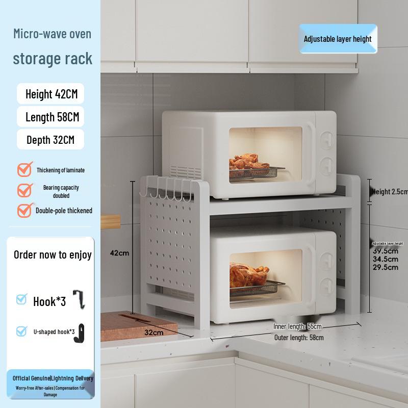 Krémszínű Kétszintes Bővíthető Konyhapultos Mikrohullámú Sütő Állvány