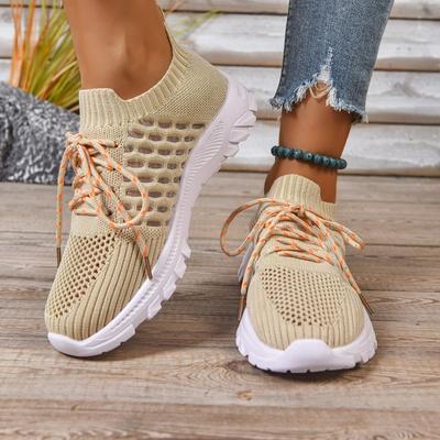 Mode Flache Einzelne Schuhe Herbst Neu Runde Zehenpartie Mesh Atmungsaktiv Weiche Sohle Rutschfest Abriebfest Mode Schnür-Sneakers
