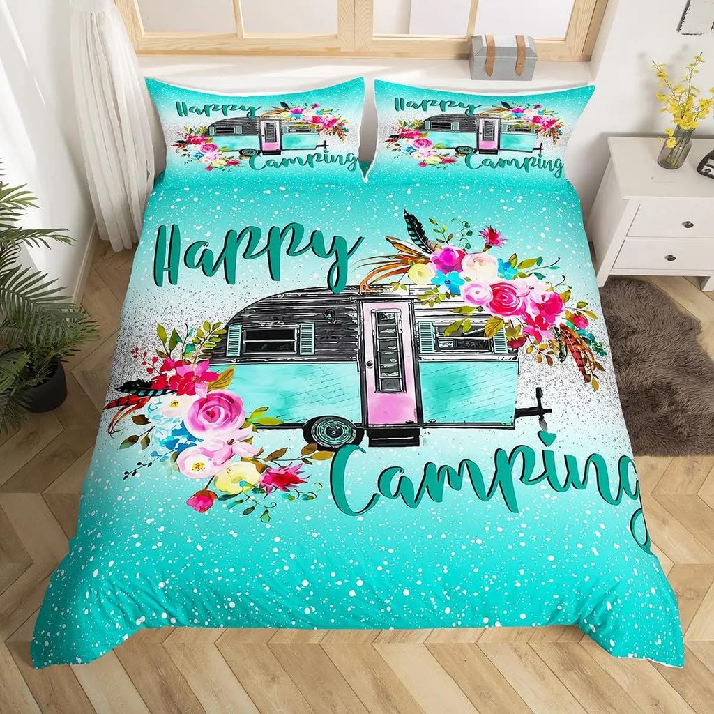 Copripiumino per Camper Auto Cartone Animato Campeggio Per Bambini Ragazzi Ragazze Regali Giocattolo Campo Viaggio RV Copripiumino Decorazioni Camera da Letto Queen