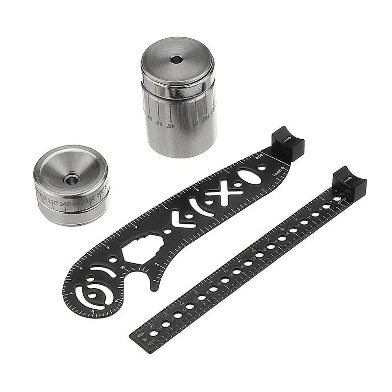 Compass Protractor Combo Ruler - Multi-functional Curved Metallic Drawing Tool, Mini Circle & Patterns Drawing Ruler