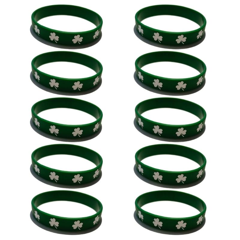 10 stuks Sint Patrick's Dag Siliconen Armband Vakantie Festival Cadeau voor Kind Kinderen Podiumoptreden Cadeau Geschenken