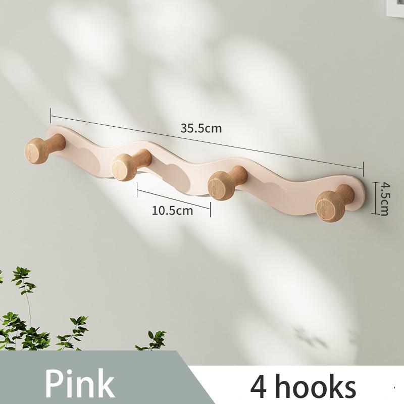 Punch-Free Wave Shape Hook On The Door Iron Raw Wood Living Room Hanging Clothes Hook Bedroom On The Door Wall Clothes Storage