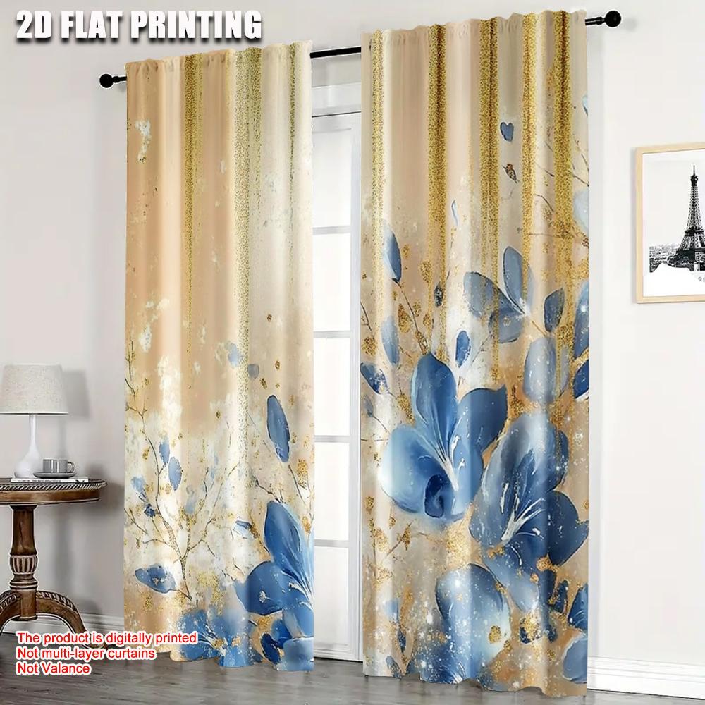 

2pcs 2D plane printing Contemporary Curtains Abstract Art Floral Marble Polyester (without rod) Versatile All Perfect for 100*130 Rod Pocket 1pcs