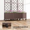 Plastic Raised Planter with Trellis, Self Watering Raised Bed for Garden with Wheels, Drainage Holes and Plugs