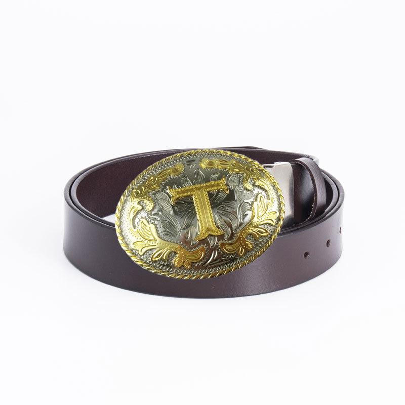 

Ремень из цельной коровьей кожи с овальной пряжкой из белого золота K-типа, антикварный ремень 90cm