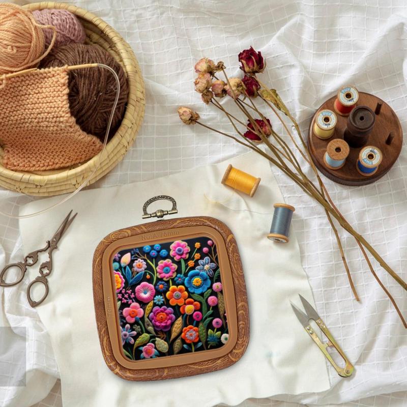 ABS rubber Retro imitation wood square embroidery frame Household Craft Embroidery Set Sewing Accessories auxiliary tools