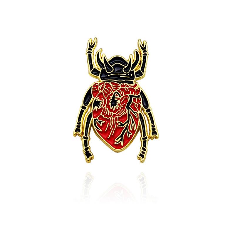 Ladybug Enamel Brooch: Heart and Brain Shape, Trendy Insect Series