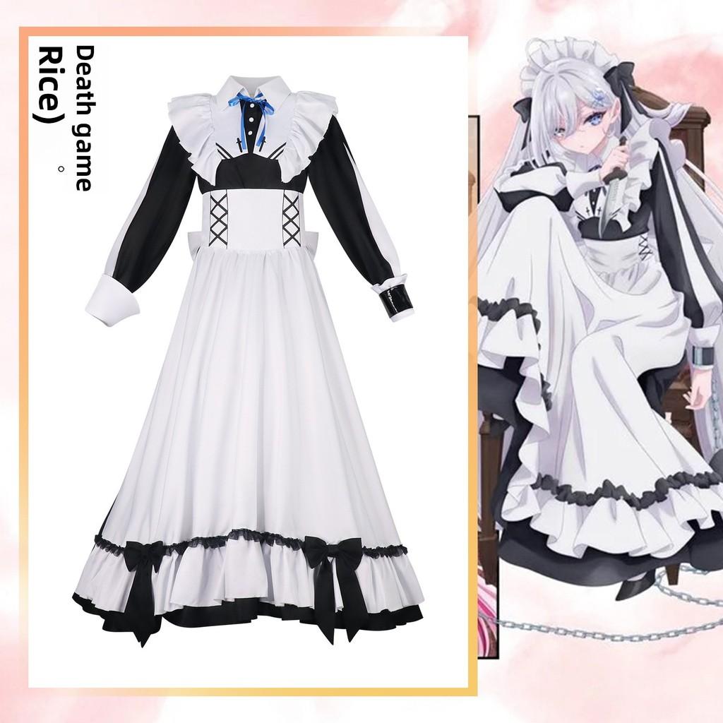Playing Death Game To Put Food On The Table Cosplay Costume With Black White Maid Dress For Role Play