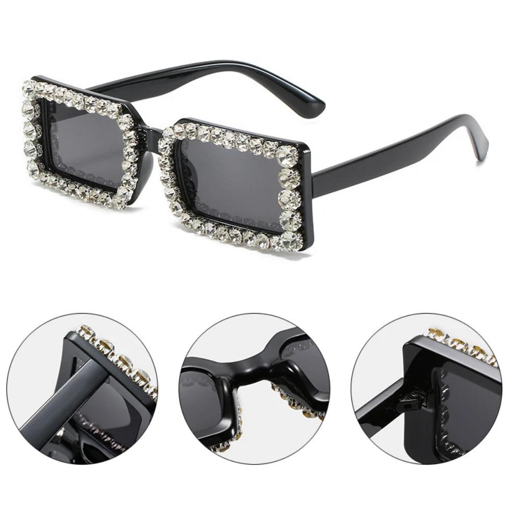 Fashion Small Rectangle Women Luxury Diamond Y2k Sunglasses Vintage Jelly Tea Eyewear Men Trending Shades UV400 Sun Glasses