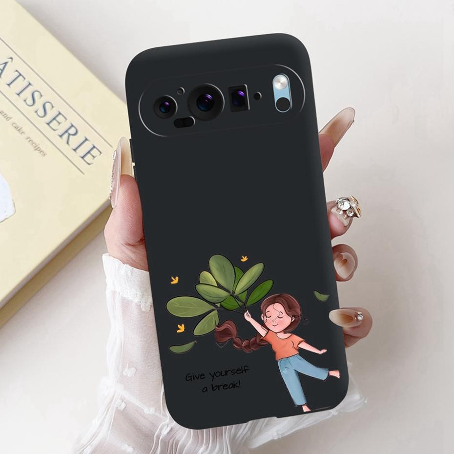 Fashion Painting Phone Case For Google Pixel 9 Pro 9A Black Silicone Soft Cover For Google Pixel9 9A 9Pro Cases Bumpers