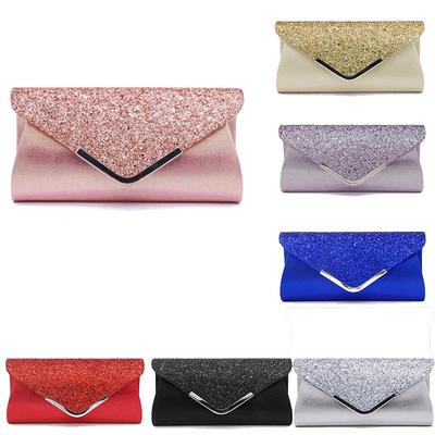 Women's Retro Leather Evening Clutch with Removable Chains Strap Party Dinner Sequined Bag MIT