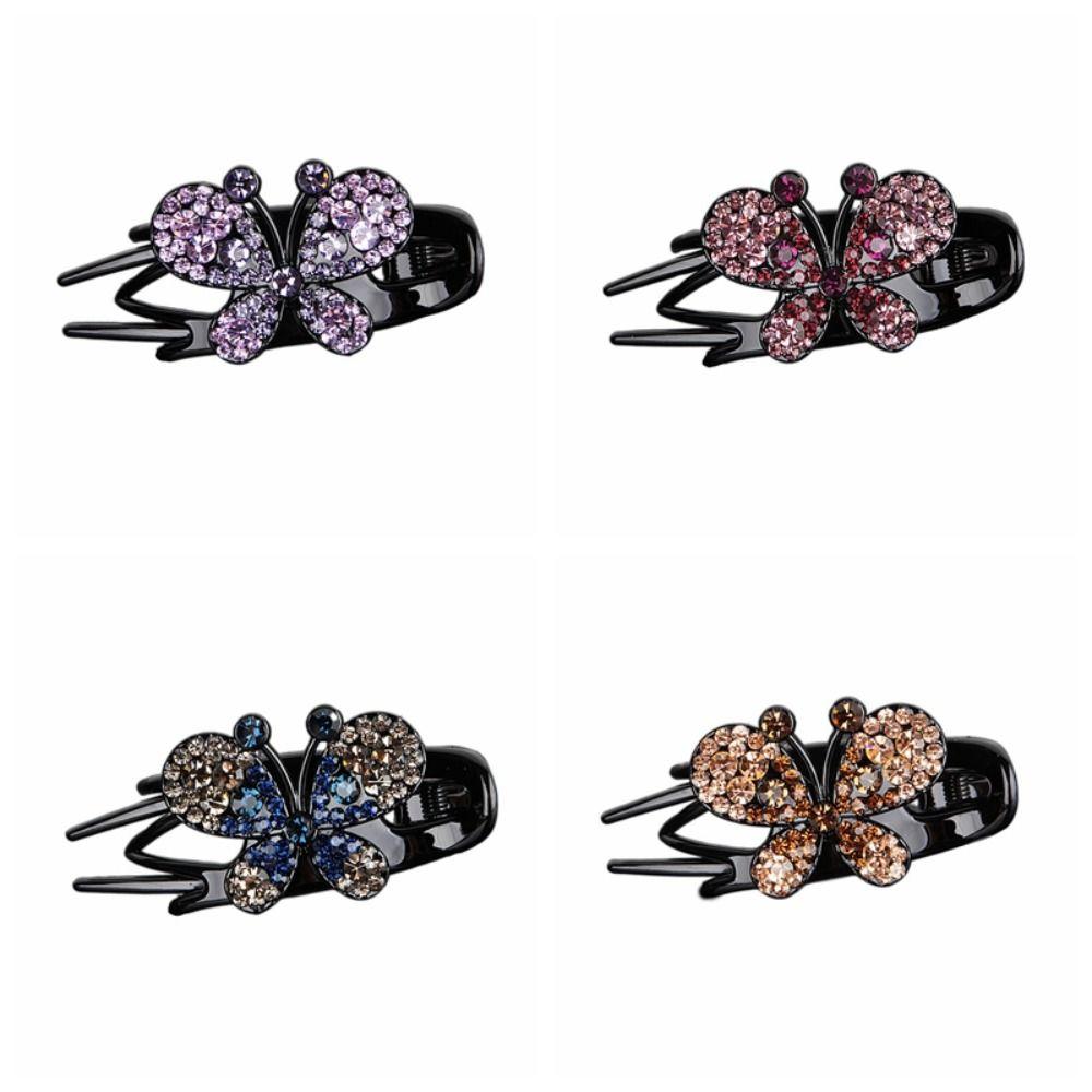 

U-образные заколки для волос с кристаллами и бабочкой, циркониевые женские заколки в виде утконоса, заколка для волос в форме бабочки со стразами, ежедневная заколка для волос