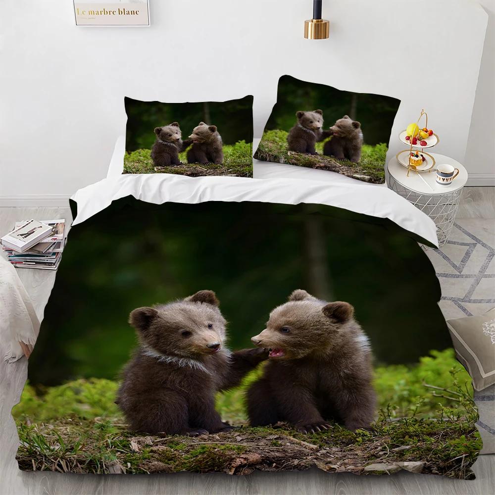 Stylish Durable Queen Twin Full King Comforter Barren Mountains Wild Forests Bear Baby Bedroom Grey White Polar Sets Size