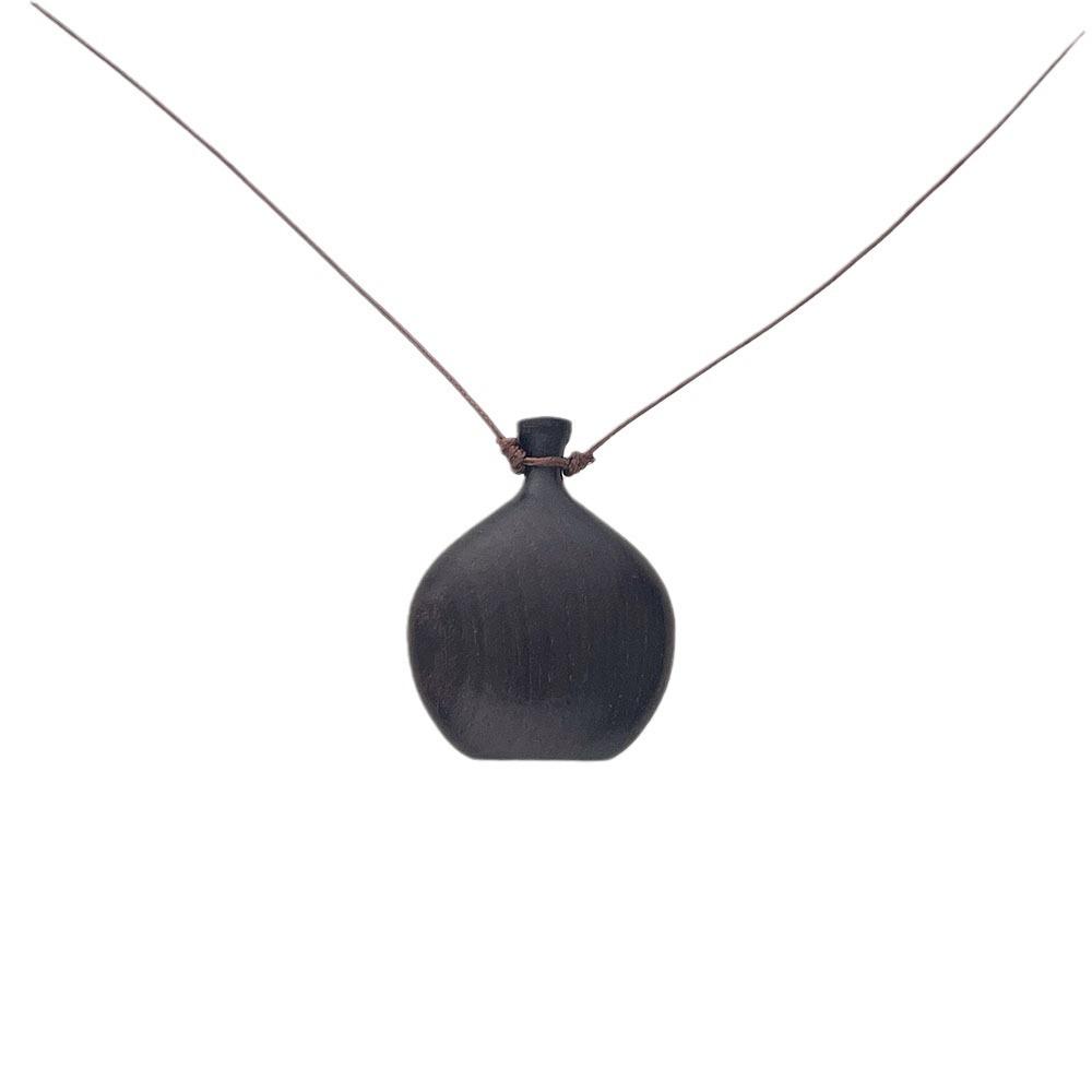 Minar Cute Lovely Brown Black Color Wood Flagon Long Pendant Necklaces Adjustable Rope Chain Chokers for Women Birthday Gift