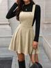 Strap Dress Women Casual Solid Color Corduroy Short  Dresses Elegant Sleeveless  Dress