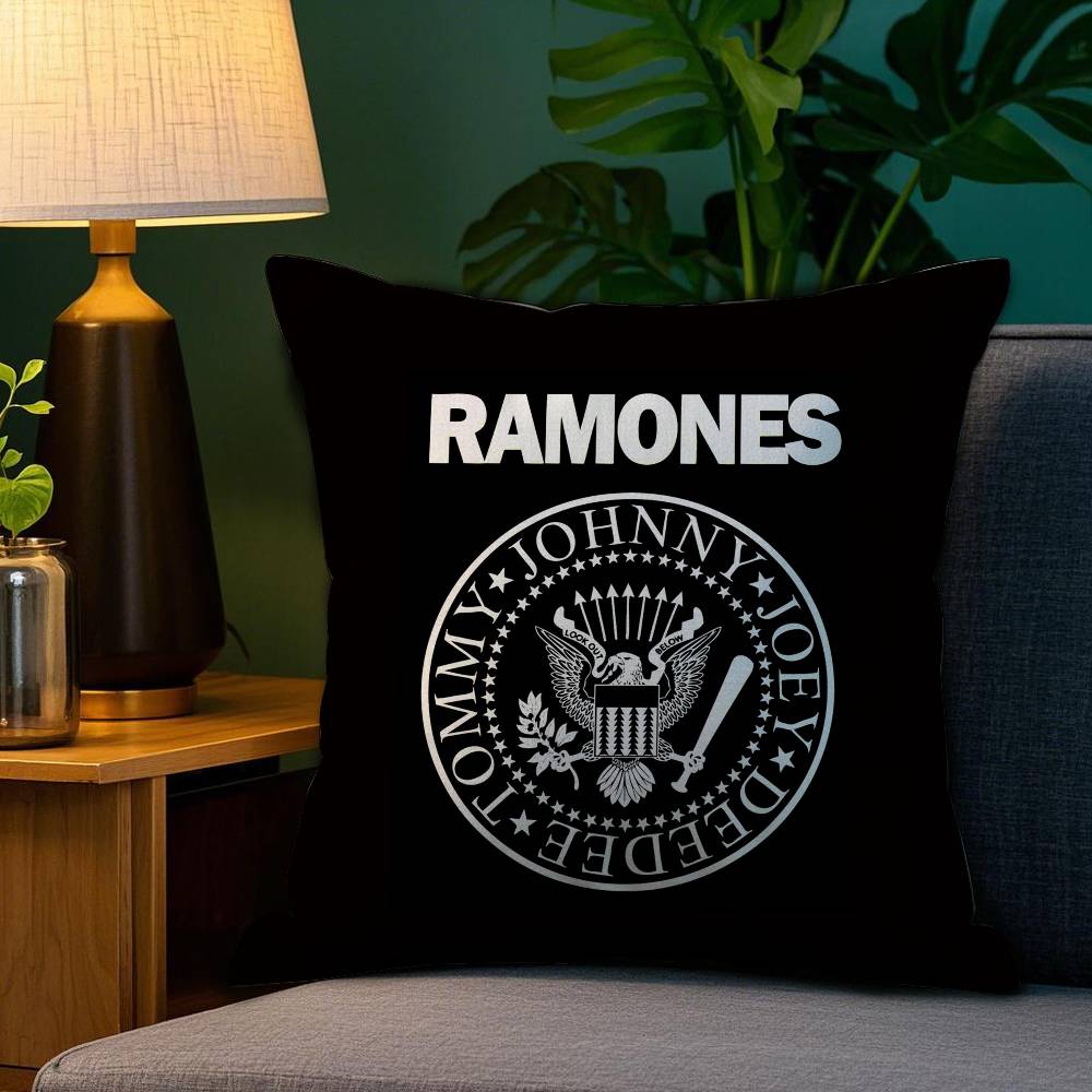 Rock R-Ramones Kuddfodral Soffa Vardagsrum Sovrum Dubbelsidig Tryck Fyrkantig Kudde Sovdags Kuddfodral