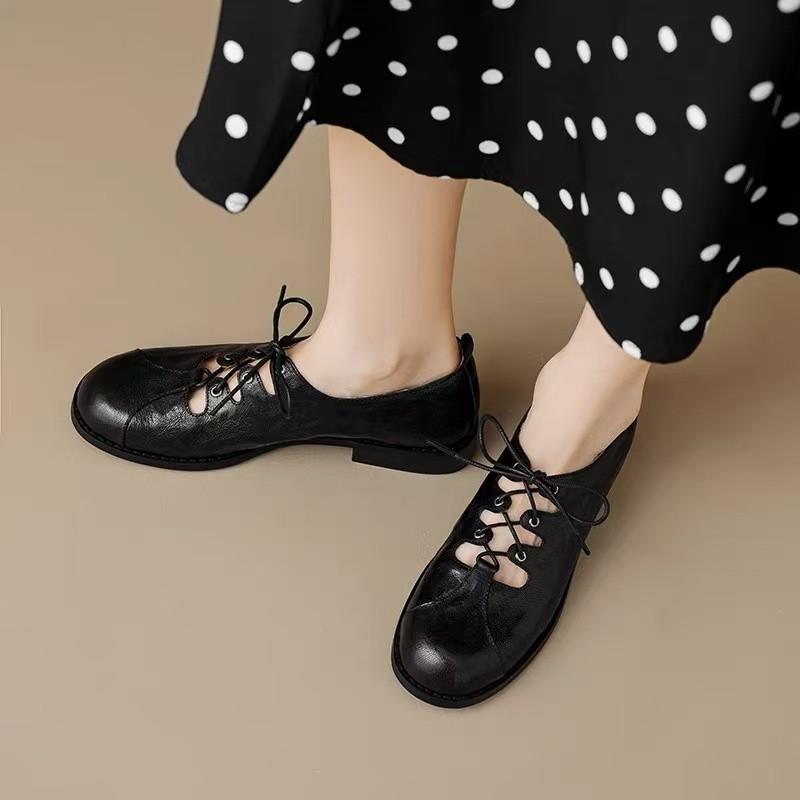 Fashion 2025 New Spring/Autumn Women Pumps Square Toe Chunky Heel Shoes Leather Shoes for Women Cross-tied Mary Janes Lace-up Shoes