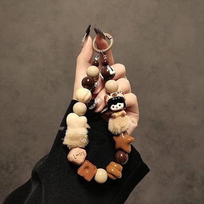 Design de niche Bracelet en perles mélangées fait main Cordon de téléphone avec clip Porte-clés Universel pour femmes 639