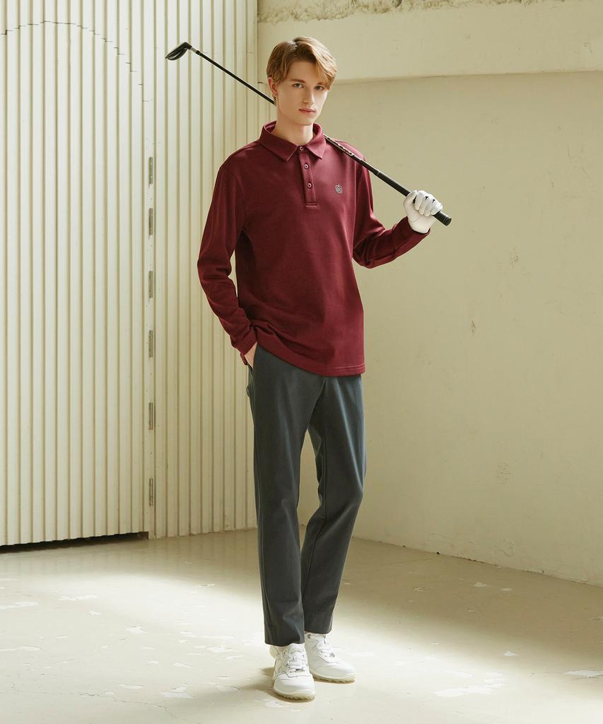 APPLE+RIND Brushed Collared T-Shirt_Burgundy