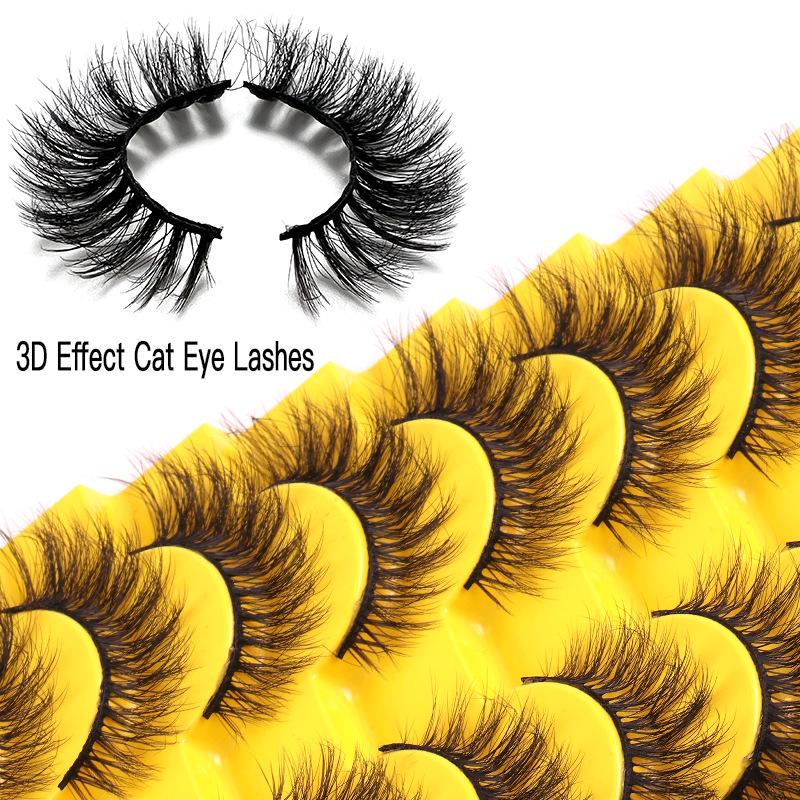 10 Pairs Of Cat Eye False Eyelashes 3D Messy Curled Eyelashes Imitation Mink False Eyelashes