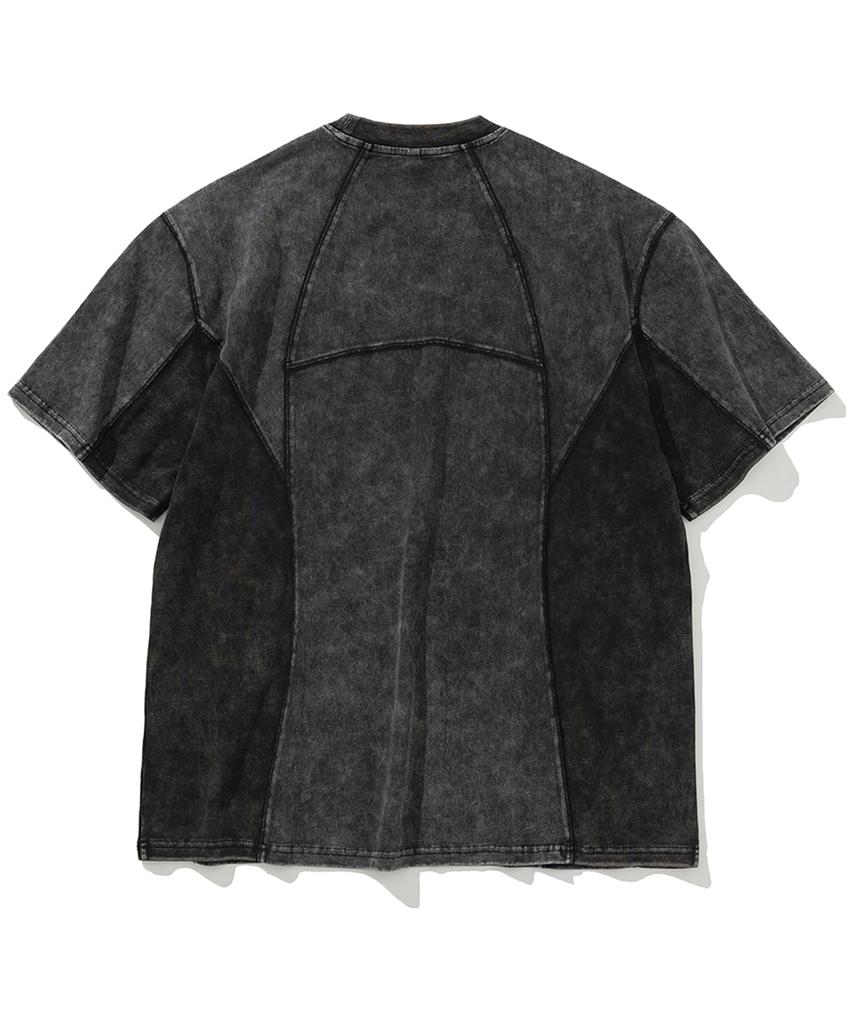 NOT4NERD 4 Cross Symbol Pigment Incision T-Shirts - Charcoal