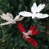Artificial Glitter Birds Christmas Tree Ornament Realistic Long Tail Hummingbird with Faux Pearl for Holiday Wedding Party Xmas Tree Garland