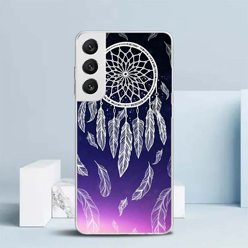 Retro Feather Dreamcatcher Soft Cover for Samsung Galaxy S25 Edge S26 S24 S23 Ultra Phone Case S22 S21 Plus S20 FE Print Pattern