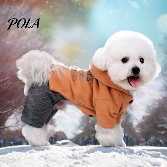Hooded Dog Jumpsuit, Plush Lined Cozy Dog Hoodie, Four-Legged Pet Outfit, Warm Winter Onesie Clothes for Small Medium Dogs
