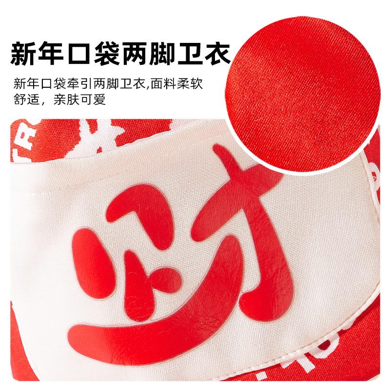 Festive Chinese New Year kittens keep warm New Year greetings dogs autumn and winter thin velvet bipedal cat clothes pet clothing