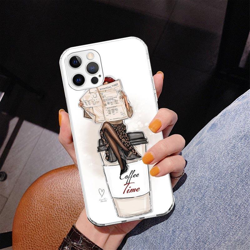 Girl Boss Female Coffee Phnoe Case for Iphone 17 Air 16 11 12 13 Mini 14 Plus 15 Pro Max 7 8E SE 2020 16ProMax Phone Cover Coque