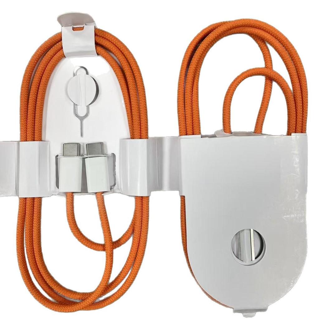 60W Dual Type-C Braided Data Cable for Apple Devices - Orange