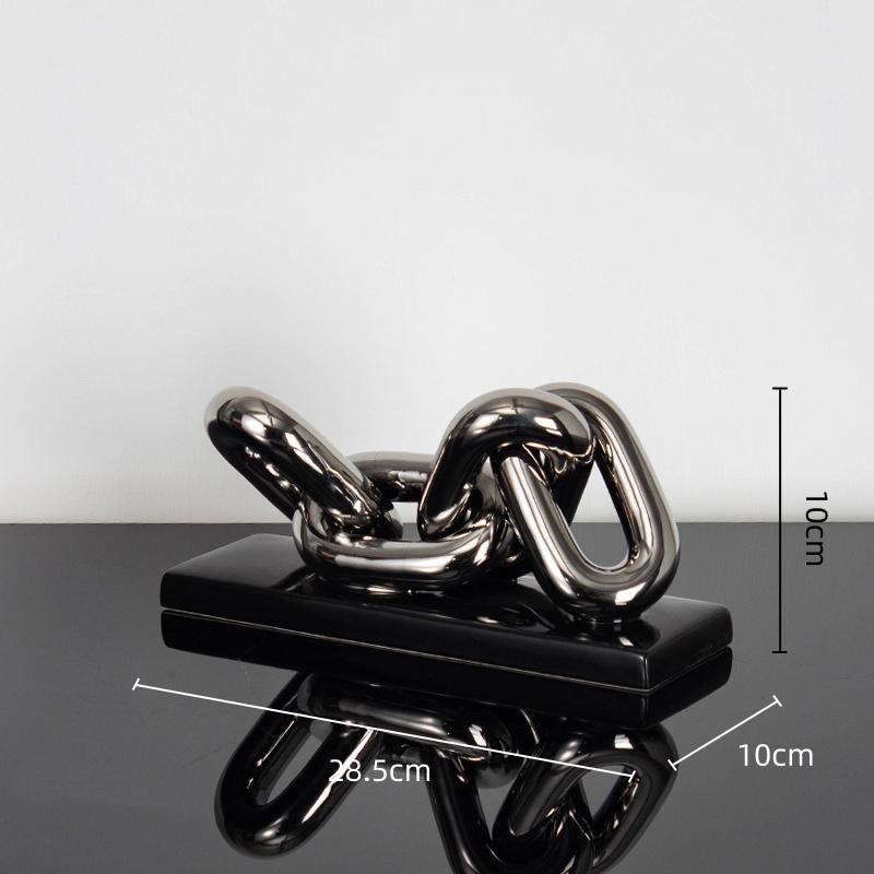 Ceramic Handicraft Golden Chain Skeleton Lock Ceramic Furniture Gold Ring Decorative Figurines Home Decoration Accessories