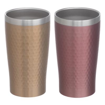 Maebata Thermo Tumbler Pair Vacuum Insulated Double Structure Stainless Steel Luxe Gold Pink 340ml Gift Set 51432 &