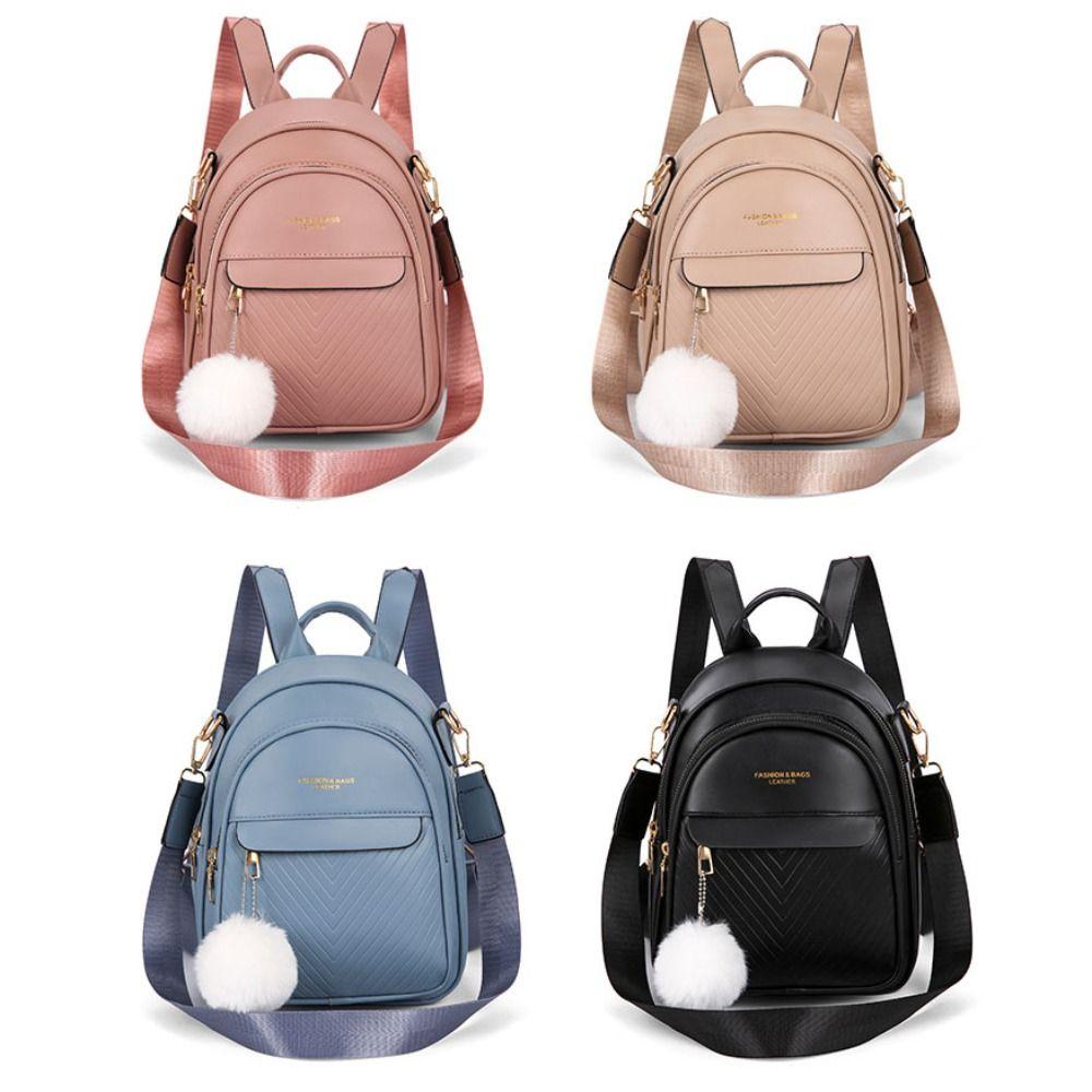 PU Leather Small Square Backpack Simple Mini Bags Women PU Casual Schoolbags College Students