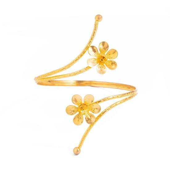 Three-Dimensional Metal Armband Open-Winding Arm Summer Armband Floral Design Adjustable Bangle Lightweight